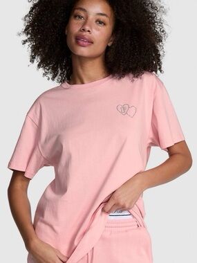PINK Victorias Secret light pink bling campus shirt